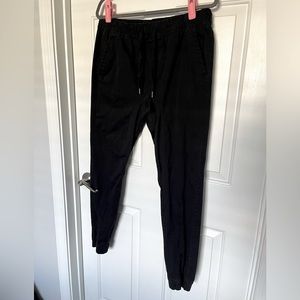WT02‎ Men's Twill Jogger Pants Black Large Stretch Elastic Ankle & Waist